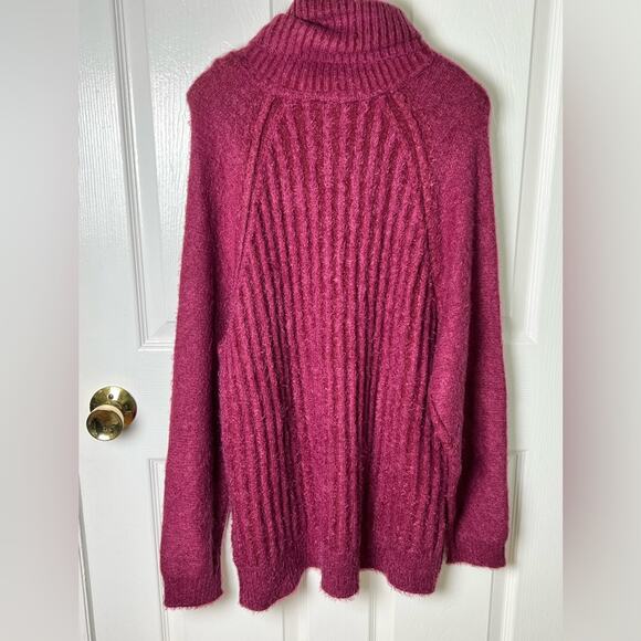 Free People Pink Ribbed Oversized Long Sleeve Soft Big City Turtleneck XS - Picture 7 of 9